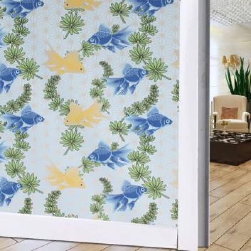 SMART WINDOW Blue and Orange Fish Design Viny self Adhesive Glass Window Sticker 500 CM X 45 CM