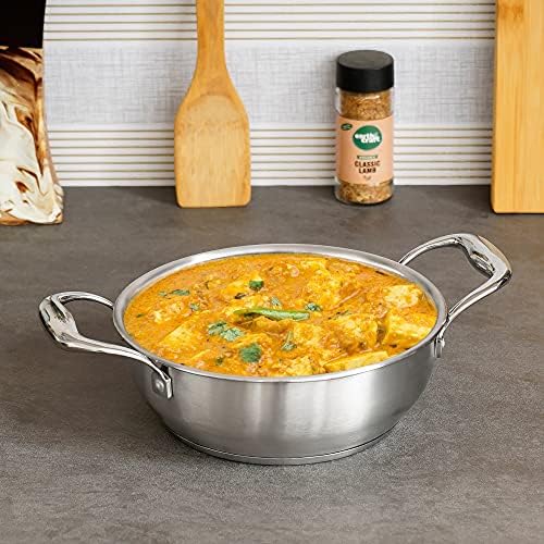 Femora Triply Stainless Steel Kadhai with Handle |Flat Bonded Tri-Ply Bottom | 22 cm | Silver | Zero Coating | Health Safe | Pack of 1 - Image 4