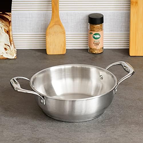 Femora Triply Stainless Steel Kadhai with Handle |Flat Bonded Tri-Ply Bottom | 22 cm | Silver | Zero Coating | Health Safe | Pack of 1 - Image 2