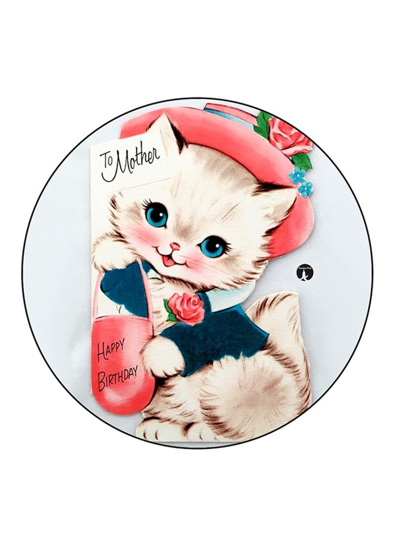 RKN Cat Printed Fridge Magnet  Round  Multicolour - Image 1