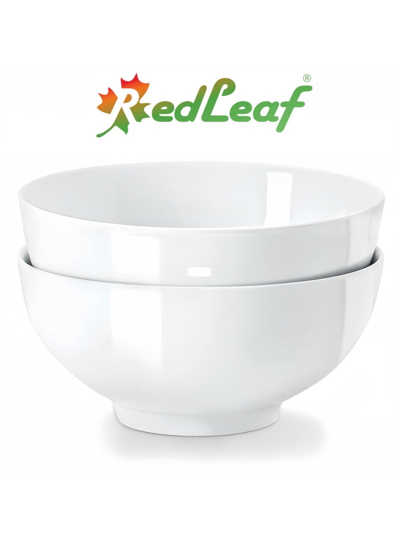 ريد ليف أوعية ريد ليف بيضاء سيراميك كبيرة مقاس 8 بوصة وسعة 60 أونصة (قطعتان) - Image 1