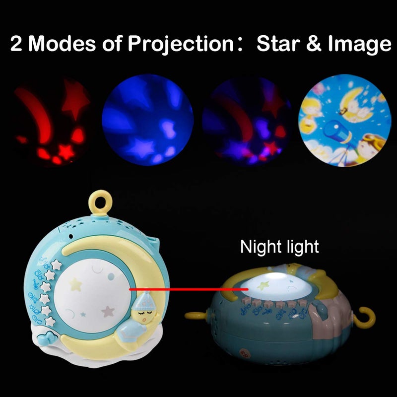 Mini Tudou Baby Musical Mobile Crib with Music and Lights, Timing Function, Projection, Take-Along Rattle and Music Box for Babies Boy Girl Toddler Sleep - Image 3