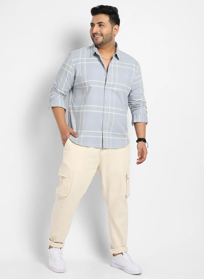 Instafab Plus  Instafab Plus Contrast Tartan Plaid Shirt for Men | Best Price UAE