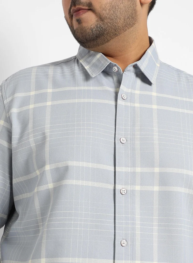 Instafab Plus  Instafab Plus Contrast Tartan Plaid Shirt for Men | Best Price UAE