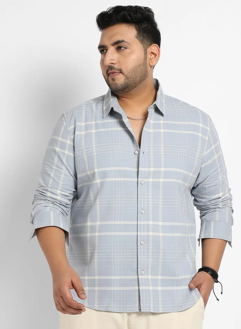 Instafab Plus  Instafab Plus Contrast Tartan Plaid Shirt for Men | Best Price UAE