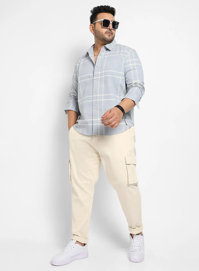 Instafab Plus  Instafab Plus Contrast Tartan Plaid Shirt for Men | Best Price UAE