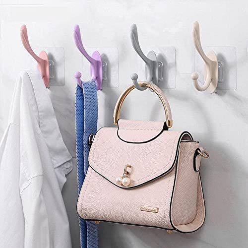 Dargoba 10 Pack Self Adhesive Wall Hooks, PVC Waterproof Heavy Duty Sticky Plastic Hooks | Hanging Capacity 10 KG Max | Multipurpose No Drilling Home Storage Hook - Multicolor - Image 1