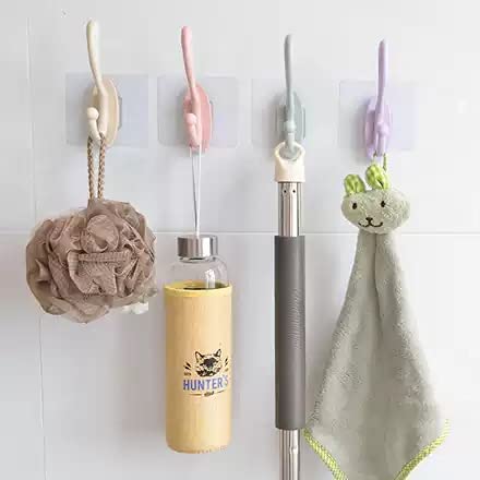 Dargoba 10 Pack Self Adhesive Wall Hooks, PVC Waterproof Heavy Duty Sticky Plastic Hooks | Hanging Capacity 10 KG Max | Multipurpose No Drilling Home Storage Hook - Multicolor - Image 2
