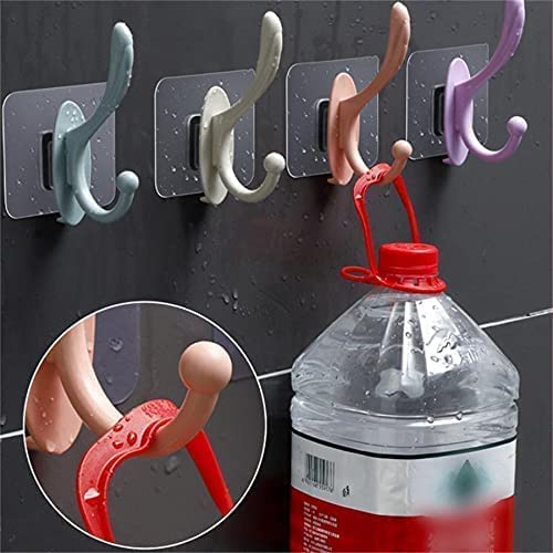 Dargoba 10 Pack Self Adhesive Wall Hooks, PVC Waterproof Heavy Duty Sticky Plastic Hooks | Hanging Capacity 10 KG Max | Multipurpose No Drilling Home Storage Hook - Multicolor - Image 3