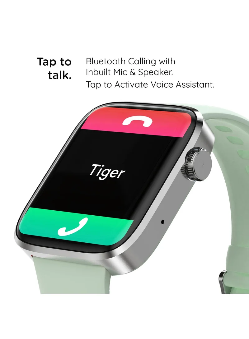 Pebble Cosmos Prime 1.91" Smartwatch for Men and Women, 600 Nits Brightness, Bluetooth Calling, Wireless Charging, Health Suite - Mint Green
