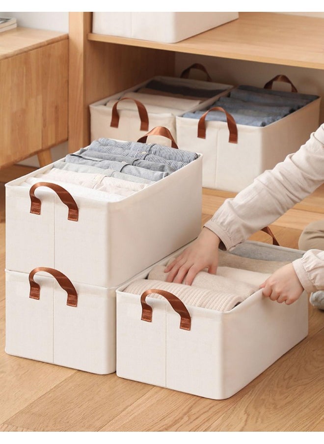 HOUSE OF QUIRK House of Quirk 2pcs Store Wardrobe Organizer For Clothes With Metal Fram Foldable Storage Box, Clothing Storage Boxes For Pants, Shirt, Sweaters, Jeans, Socks (Beige)  - Image 2