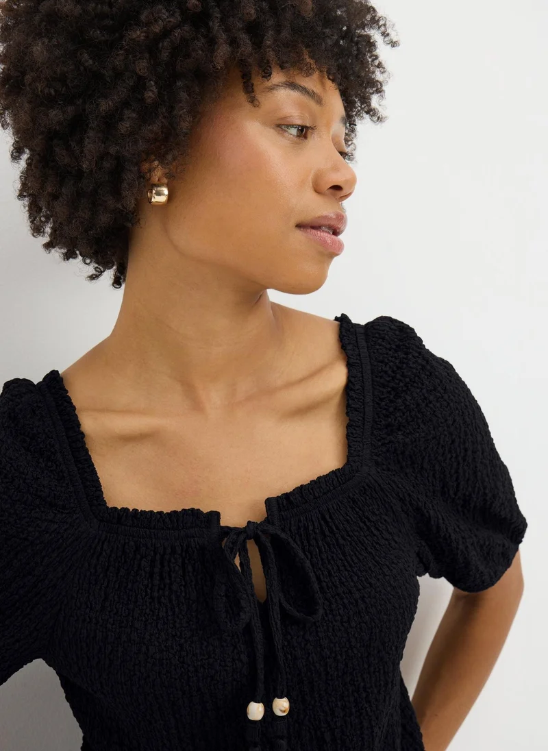Matalan Black Textured Gyspsy Top