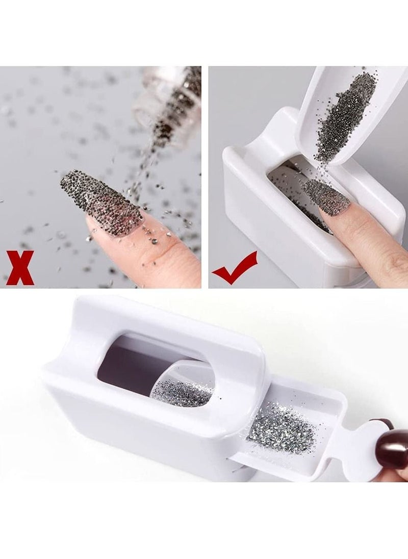 KASTWAVE - Dip Powder Recycling Tray System with Scoop, Nail Dip Container Portable Dipping Powder Storage Box with Soft Colorful Nail Dip Powder Brush for DIY Nail Art Manicure Molding Case Container Tool - Image 1