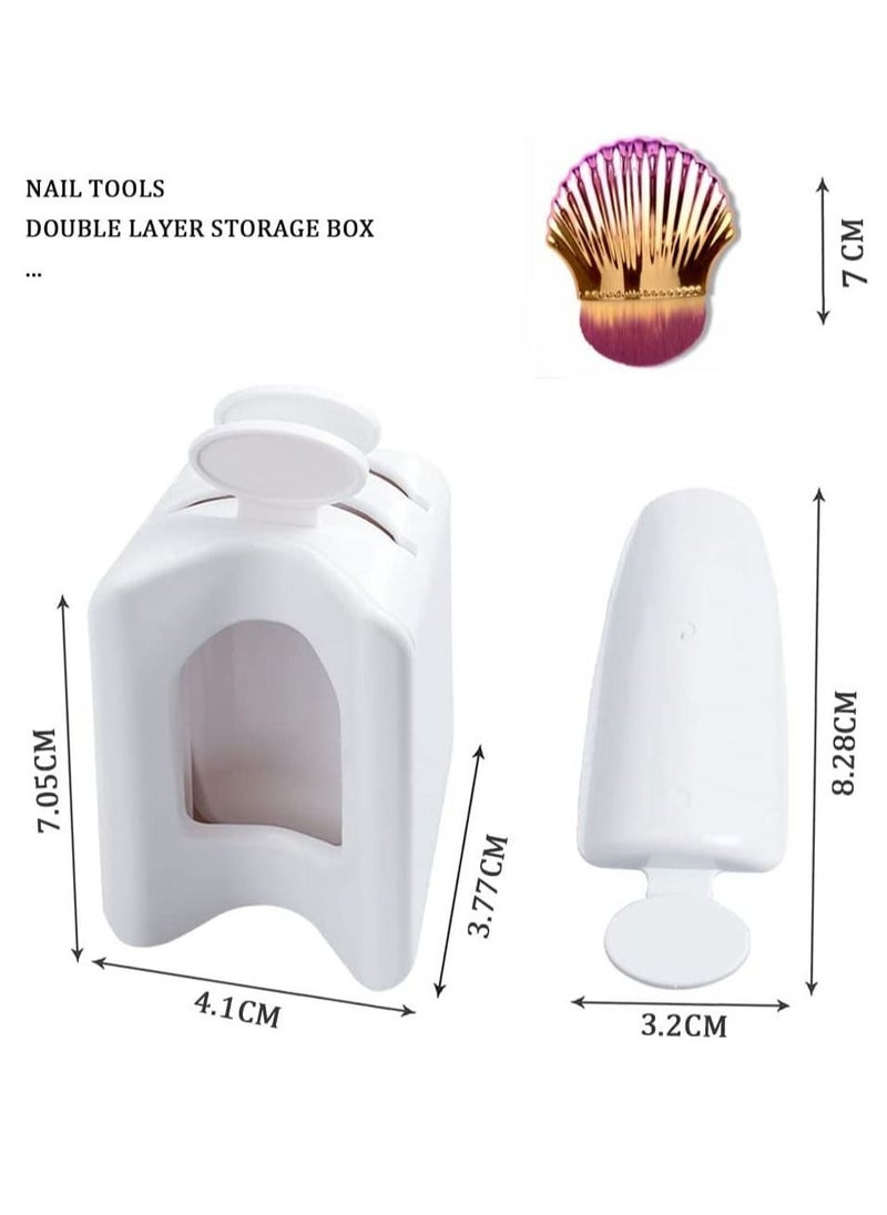 KASTWAVE - Dip Powder Recycling Tray System with Scoop, Nail Dip Container Portable Dipping Powder Storage Box with Soft Colorful Nail Dip Powder Brush for DIY Nail Art Manicure Molding Case Container Tool - Image 1