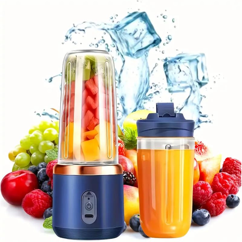 QLECT Portable Blender Juicer 45W with 1500mAh Battery – Rechargeable Smoothie Maker for Shakes, Juices, Protein Drinks & Travel – Personal Mini Mixer Bottle for Home, Office & Outdoor Use(Blue) - Image 2