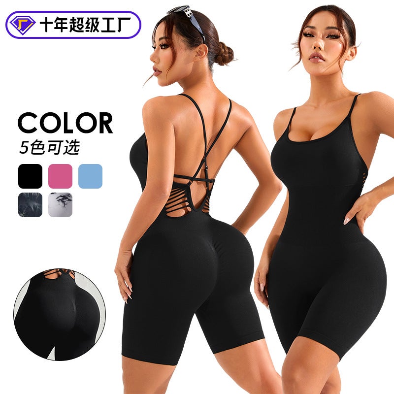 2026 Seamless Sexy Bodycon Jumpsuit with Cups - Breathable, Stretchy, and Perfect for Yoga & Fitness - Image 2