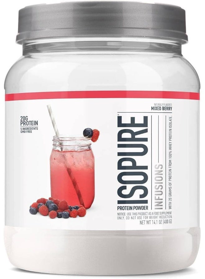 Isopure مسحوق البروتين، بروتين واي معزول شفاف، مشروب استعادة بعد التمرين، خالي من الجلوتين مع صفر سكر مضاف، نكهات مختلطة - توت مختلط، 16 حصة - Image 1
