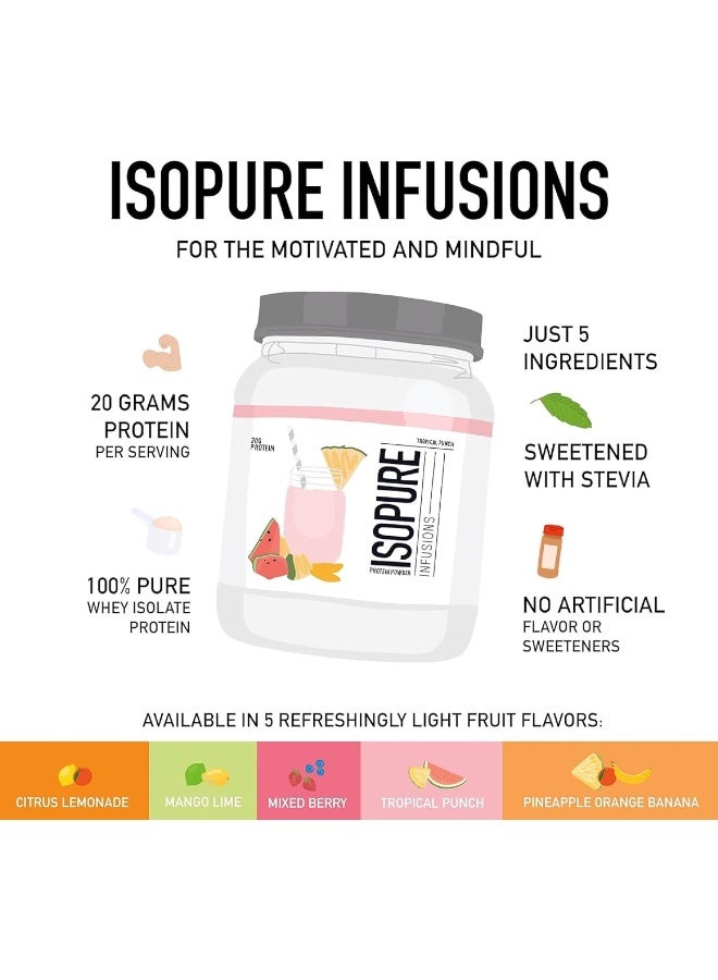 Isopure مسحوق البروتين، بروتين واي معزول شفاف، مشروب استعادة بعد التمرين، خالي من الجلوتين مع صفر سكر مضاف، نكهات مختلطة - توت مختلط، 16 حصة - Image 2