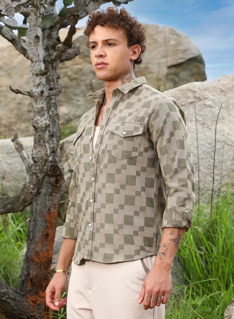 Campus Sutra Cubic Utility Shirt