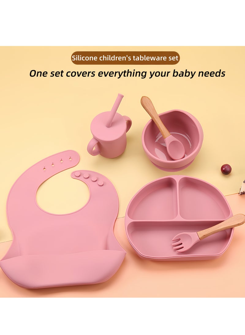 loyal Baby Feeding Set, 9Pcs Silicone Baby Tableware Set with Suction Bowl, Divided Plate, Spoon and Fork Adjustable Bib Food Grade, Baby Weaning Set - Image 5