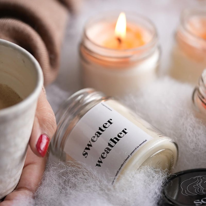 SOSA Candles Sweater Weather Highly Scented Candles Gift Set Winter Candles For Home Decor Scented Candles For Home Scented Candles For Home Decor Home Decoration Items Home Decor Items Gift for Girlfriend Boyfriend Best Friend Women Men Husband Wife Couple Love Myself Christmas Gifts Diwali Gifts - Image 4