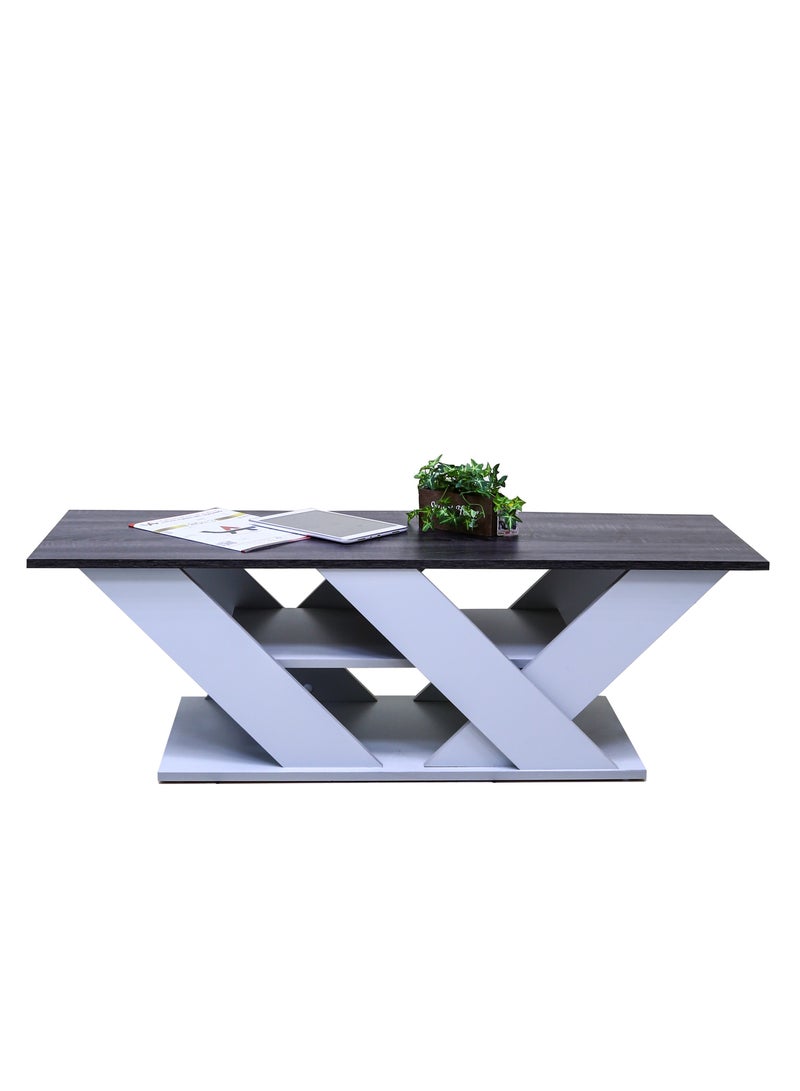AFT Modern Two-Tone Coffee Tables / Center table with shelf in the middle for Sofas: Stylish Storage Solutions for a Clutter-Free Living Room. Ideal for serving snacks, displaying decor, or as a footrest. (Top Charcoal Gray and body light Gray) Arfan - Image 4