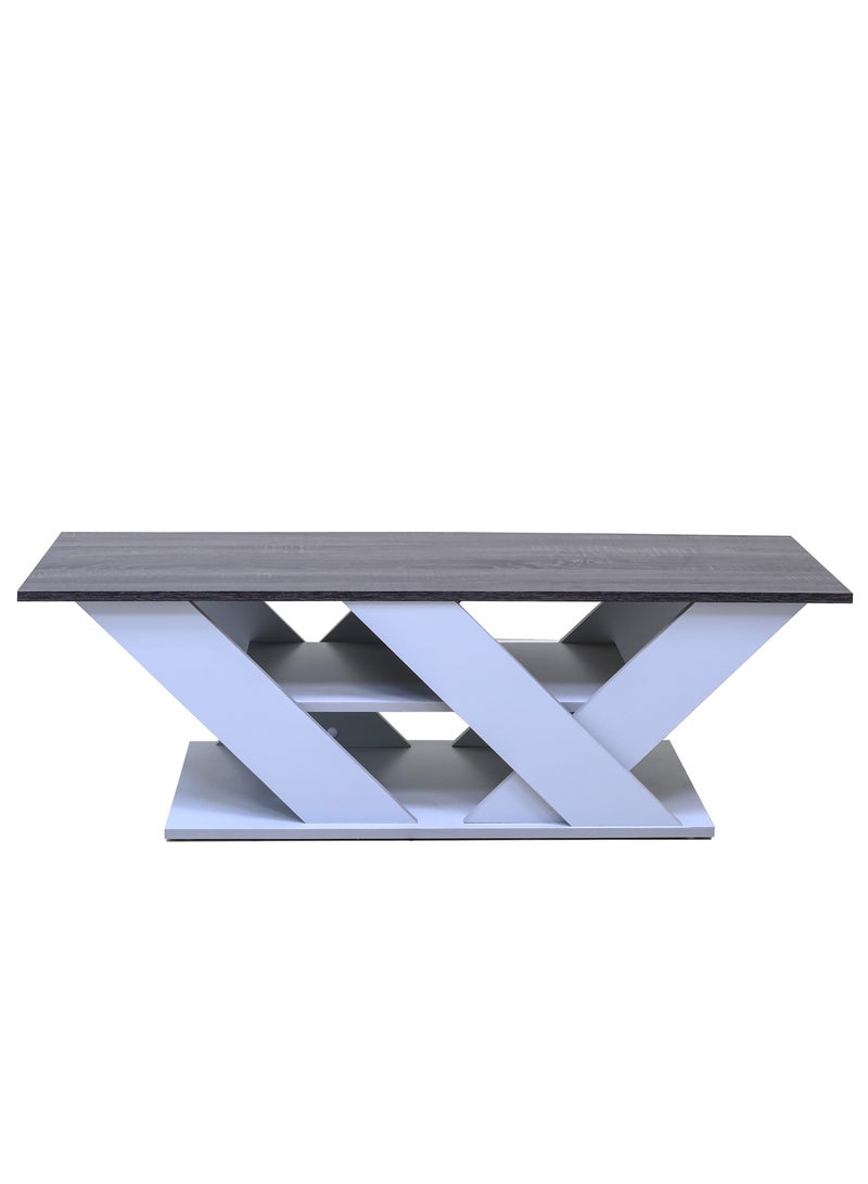 AFT Modern Two-Tone Coffee Tables / Center table with shelf in the middle for Sofas: Stylish Storage Solutions for a Clutter-Free Living Room. Ideal for serving snacks, displaying decor, or as a footrest. (Top Charcoal Gray and body light Gray) Arfan - Image 5