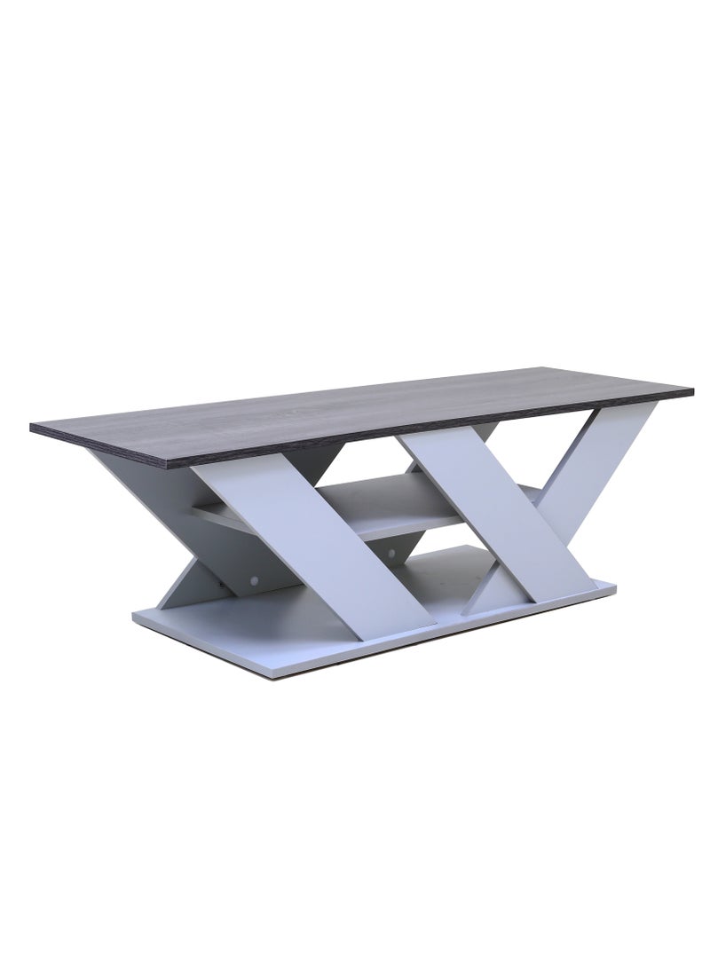 AFT Modern Two-Tone Coffee Tables / Center table with shelf in the middle for Sofas: Stylish Storage Solutions for a Clutter-Free Living Room. Ideal for serving snacks, displaying decor, or as a footrest. (Top Charcoal Gray and body light Gray) Arfan - Image 3