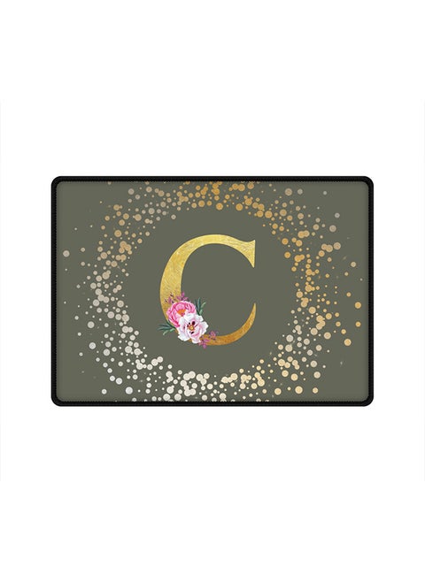 Designer Gaming Mouse Pad Anti-Skid Mousepad Large Keyboard Mouse Pad Desk Mat Custom Monogram Initial Letter Floral Pattern Alphabet - C(Olive Green)