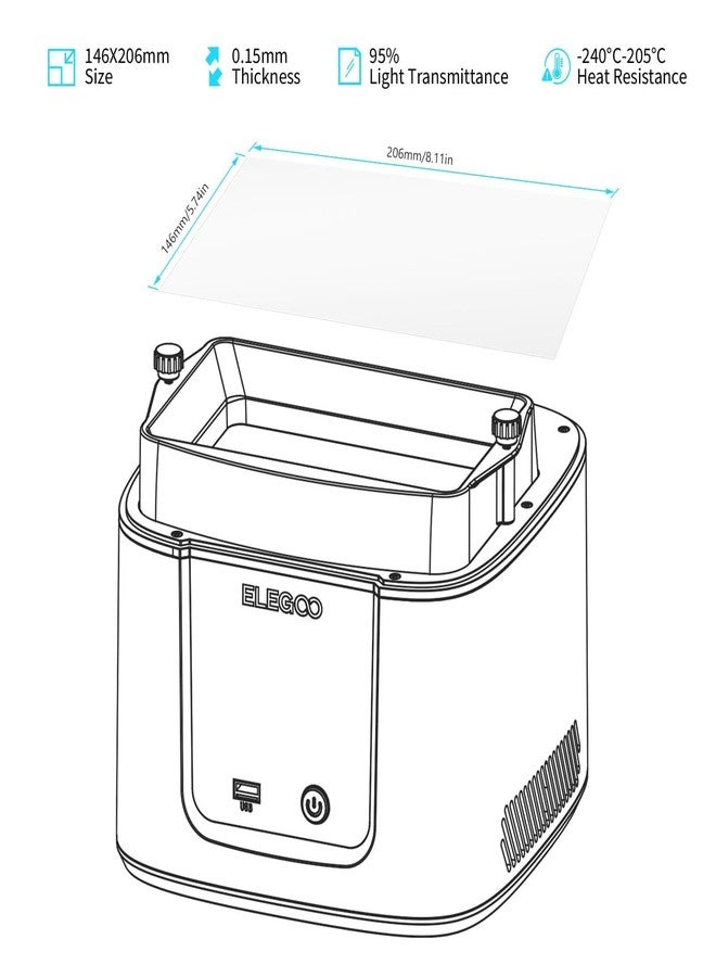 ELEGOO 5PCS FEP Release Film for Mars 4 & Mars 5 & Mars 5 Ultra Resin 3D Printer with 95% Light Transmittance, 206 * 146mm, 0.15mm Thickness - Image 5
