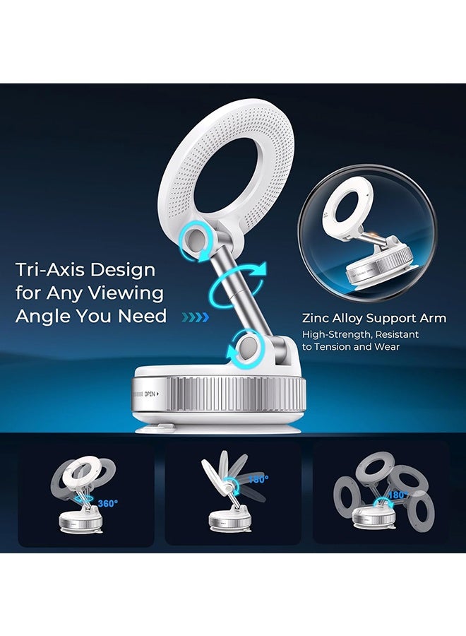Wffo Strong Magnetic Car Phone Holder for MagSafe - Ultra Vacuum Suction Cup Phone Mount 360° Cell Phone Holders - for Your Car for All Smartphones & All Car Models - White - Image 2