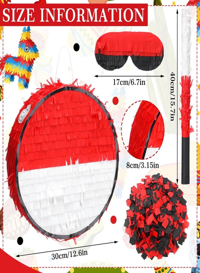 Lunmon Cartoon Animation Piñata Red and White Ball Cartoon Birthday Party Favors Anime Themed Fiesta Decorations Piñata with Batting Stick Eye Mask and Confetti for Video Nights Sports Team - Image 3