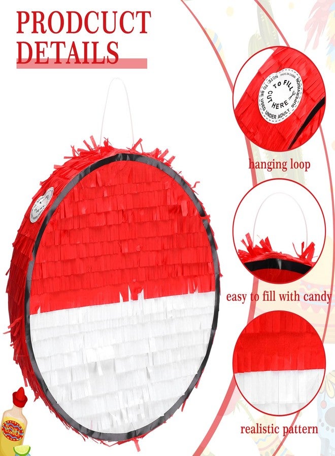 Lunmon Cartoon Animation Piñata Red and White Ball Cartoon Birthday Party Favors Anime Themed Fiesta Decorations Piñata with Batting Stick Eye Mask and Confetti for Video Nights Sports Team - Image 4