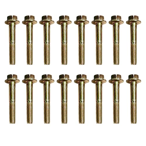 YUESHAN 10.9 Grade Pack of 16 Exhaust Manifold Bolt Screw Kit Fits for Ford F250 F350 7.3L Powerstroke Diesel Engine - Image 1