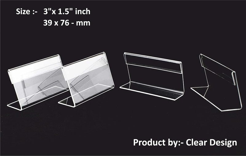 Clear Design Acrylic Table Display Label Price Tag Name Card Holder Stands Medium Size 3 x 1.5 inches Pack of (10) - Image 3