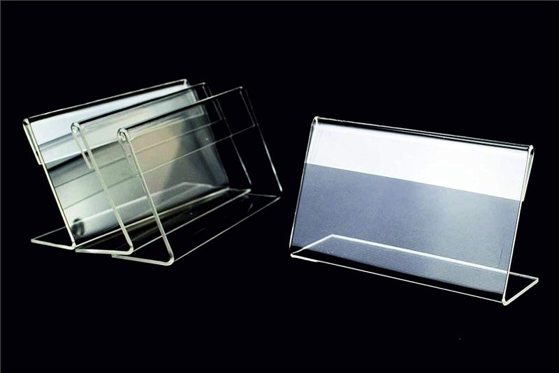Clear Design Acrylic Table Display Label Price Tag Name Card Holder Stands Medium Size 3 x 1.5 inches Pack of (10) - Image 2