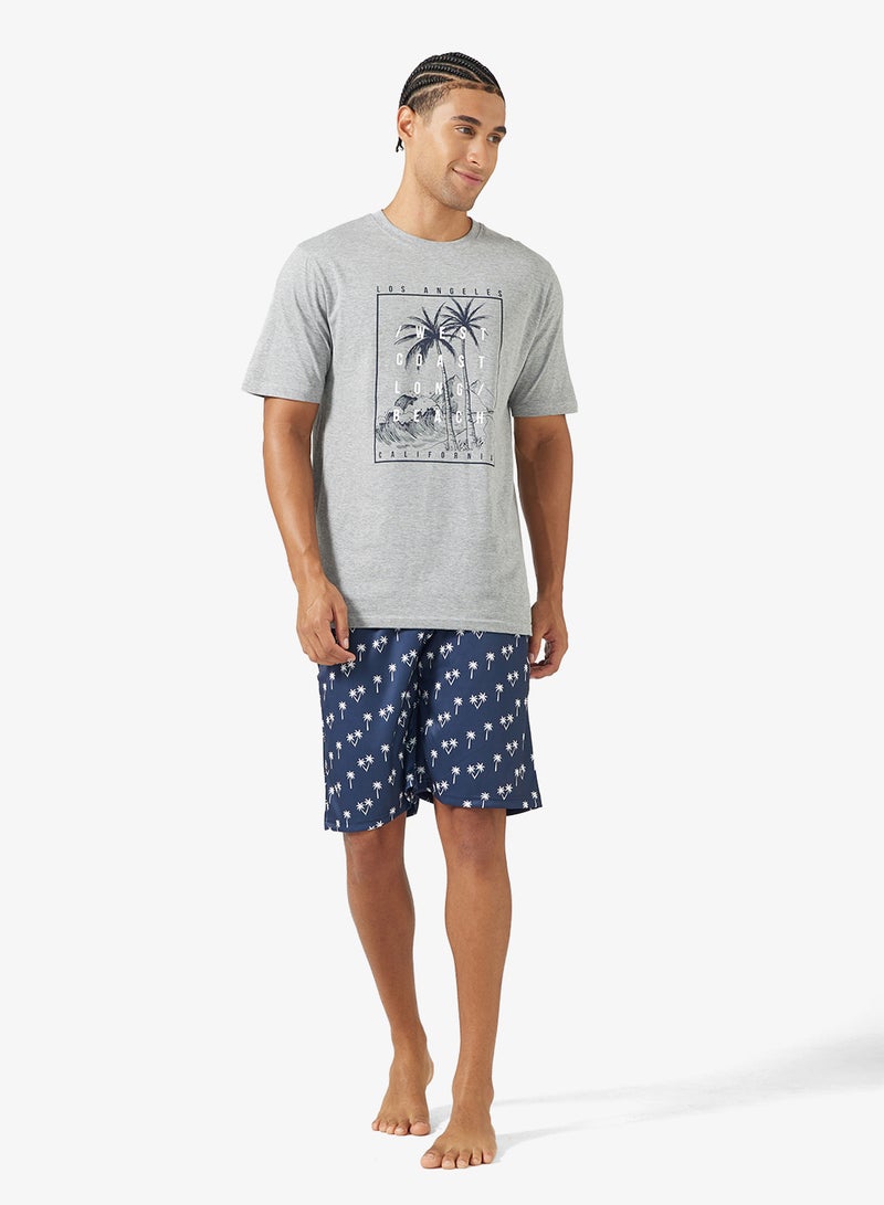 سفنتي فايف طقم بيجامة تي شيرت وشورت - Image 1