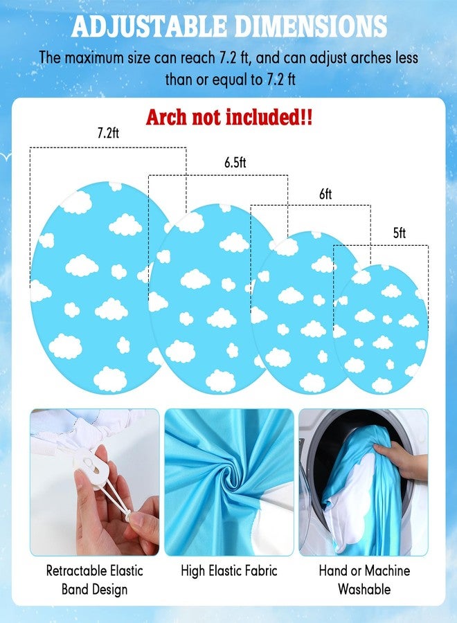 Tingjoo Round Backdrop Cover Blue Sky White Clouds 7.2ft Arch Backdrop Cover Birthday Photo Photography Background for Baby Shower Wedding Decorations Anniversary - Image 2