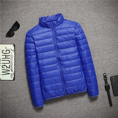 Mens Winter Cotton Jacket Lightweight Padded Coat Klein blue  - Image 1