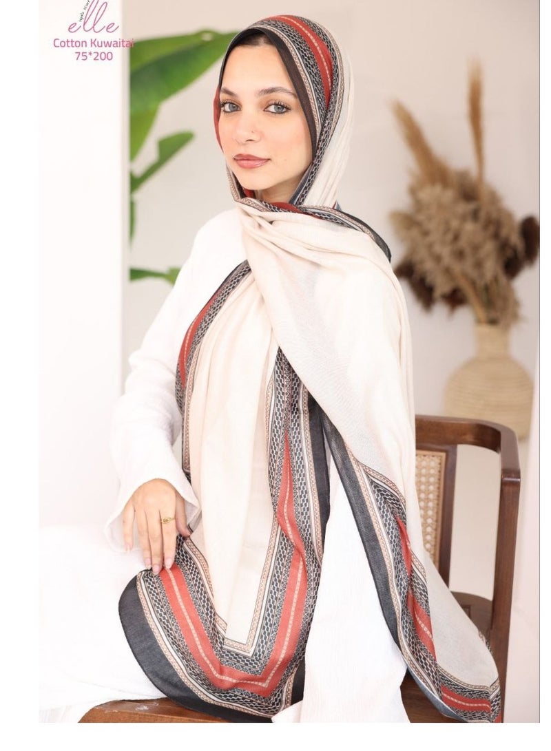 ELLE Luxury Veil Cotton Islamic Hijab for Women for Occasions and Regular Days - Size (200cm x 75cm) - Image 2