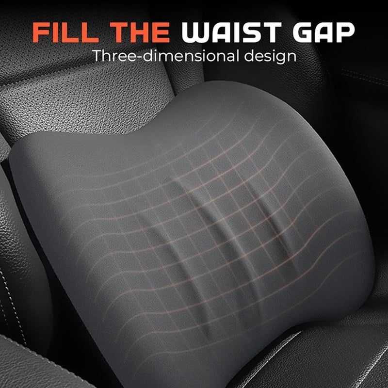 Vruta Headrest Back Cushion Car Seat Neck and Back Memory Foam Waist Cushion Car Neck Pillow a Pair of Car Pillows Neck Pillow Car [ Black, Pack of 1 (Lumber & Pillow) ] - Image 4
