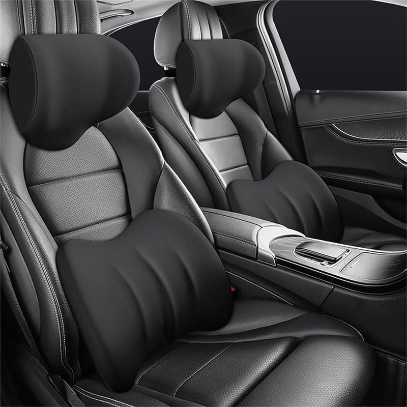 Vruta Headrest Back Cushion Car Seat Neck and Back Memory Foam Waist Cushion Car Neck Pillow a Pair of Car Pillows Neck Pillow Car [ Black, Pack of 1 (Lumber & Pillow) ] - Image 2