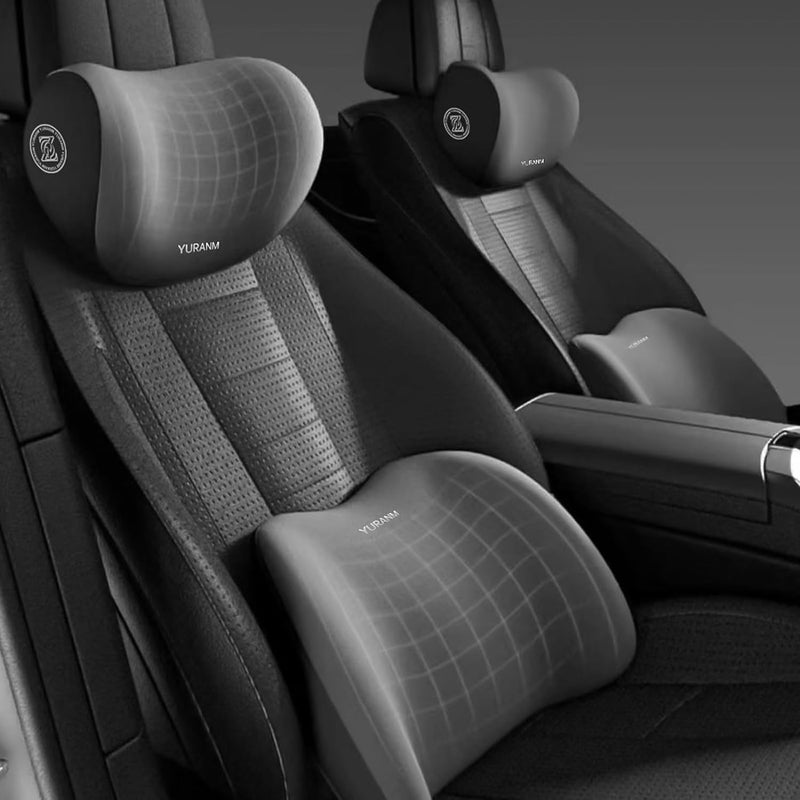 Vruta Headrest Back Cushion Car Seat Neck and Back Memory Foam Waist Cushion Car Neck Pillow a Pair of Car Pillows Neck Pillow Car [ Black, Pack of 1 (Lumber & Pillow) ] - Image 3
