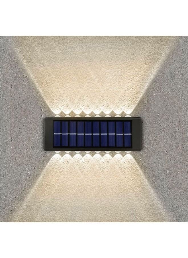 BLUE CORAL 8 Pack Solar Wall Lamp Outdoor Waterproof Solar Powered 16 Led Light UP and Down Illuminate Home Garden Porch Yard Decoration Warm  - Image 3
