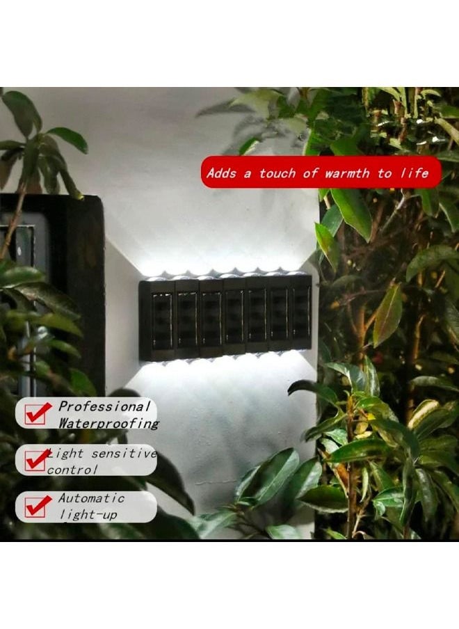BLUE CORAL 8 Pack Solar Wall Lamp Outdoor Waterproof Solar Powered 16 Led Light UP and Down Illuminate Home Garden Porch Yard Decoration Warm  - Image 4