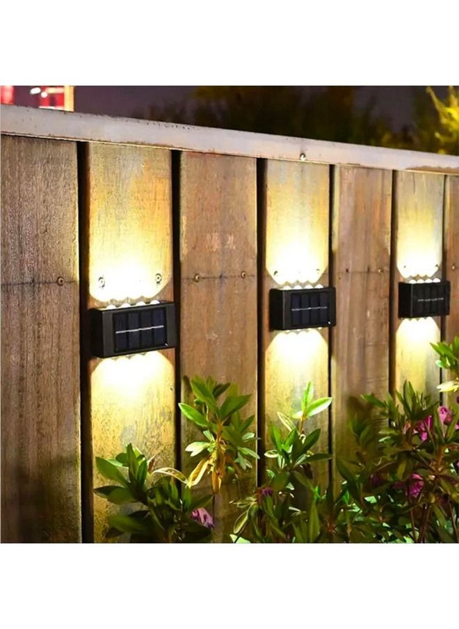 BLUE CORAL 8 Pack Solar Wall Lamp Outdoor Waterproof Solar Powered 16 Led Light UP and Down Illuminate Home Garden Porch Yard Decoration Warm  - Image 1