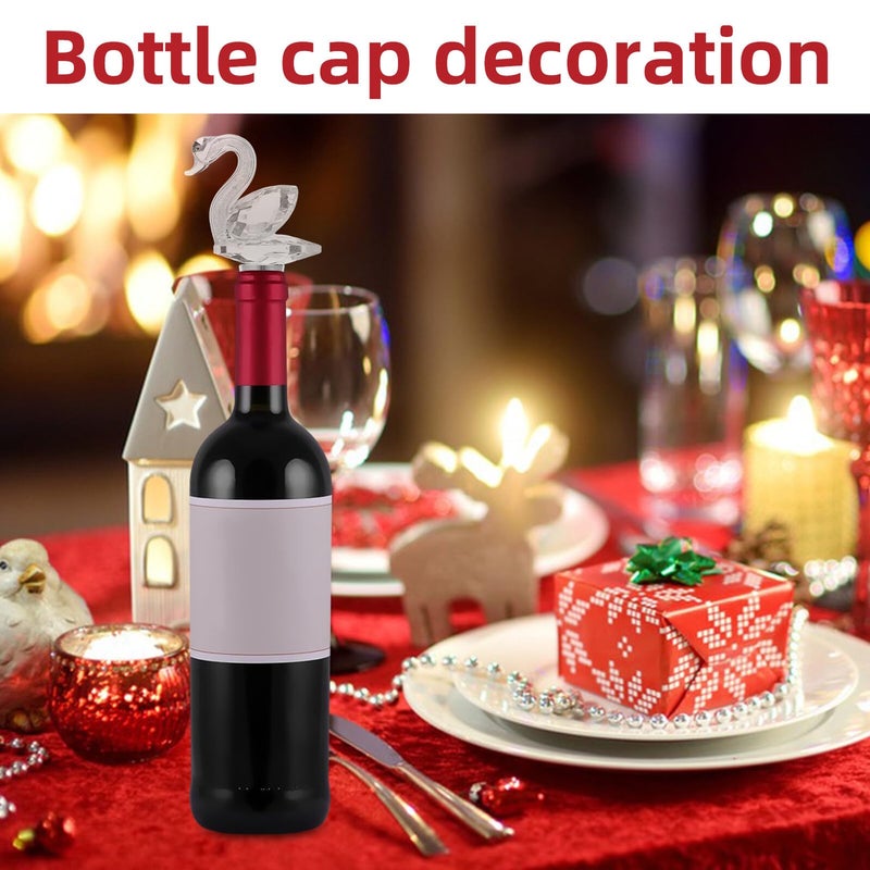 Crystal Swan Metal Wine Bottle Stopper Airtight Seal Bar Home Decorative Plug - Image 4