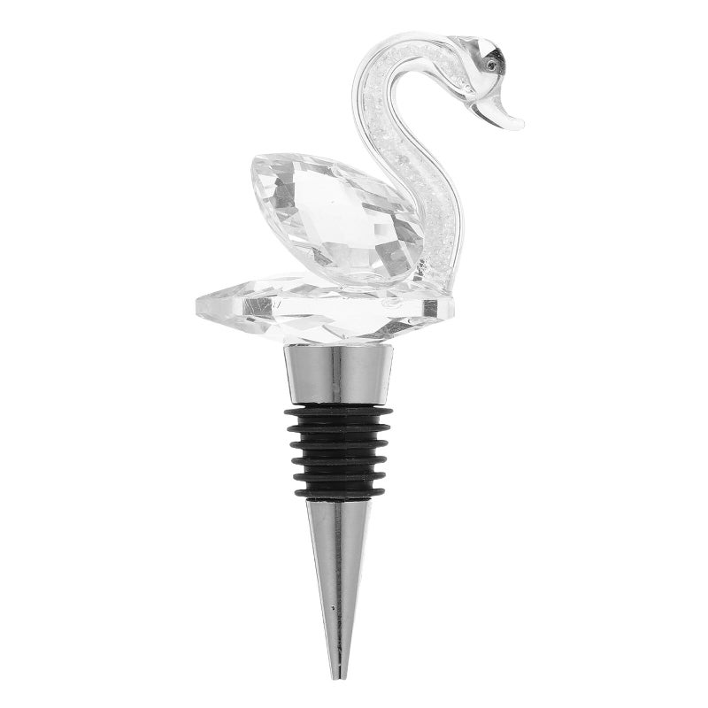 Crystal Swan Metal Wine Bottle Stopper Airtight Seal Bar Home Decorative Plug - Image 2