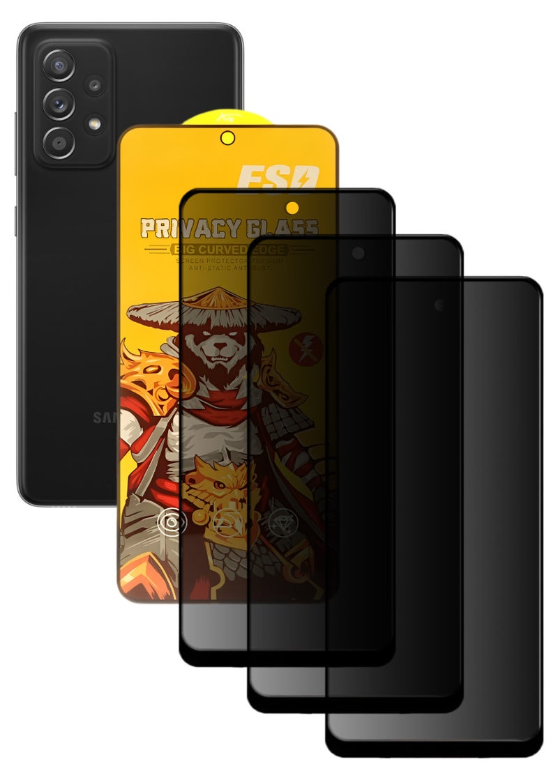 ESD 3 Pieces Tempered Dustproof Privacy Glass Screen Protector Compatible For Samsung Galaxy A52 - Image 1