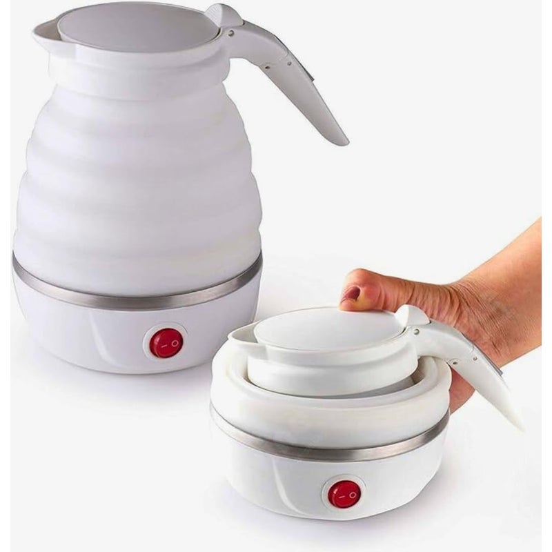 Silicone Foldable Travel Electric Portable Kettle 600ML, 600W Collapsible Hot Water Boiler, 110/220V Compact Kettle with On/Off Button for Travel, Office, Home, Camping, and Easy Storage (Pink) - Image 3